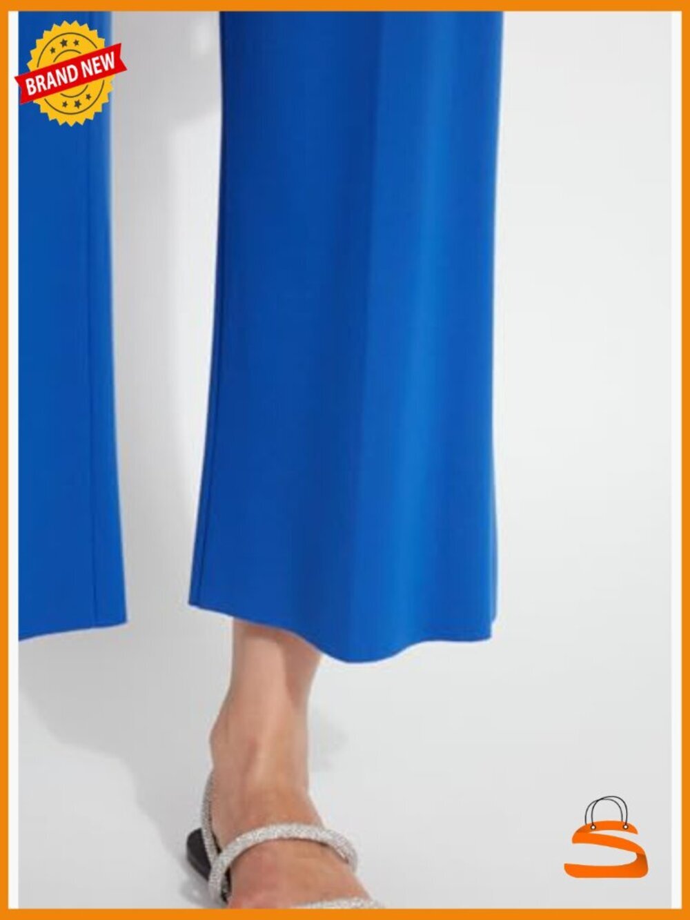 High Waisted Culotte Pants - Lightweight Ponte Knit Cropped Wide Leg Palazzo - Picture 5 of 7